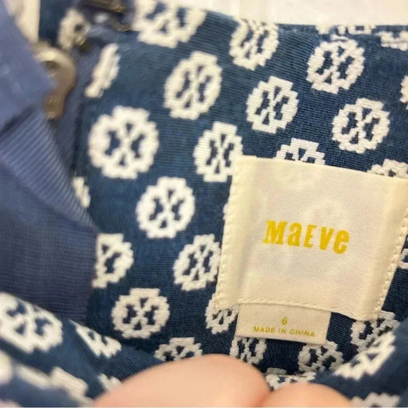 Maeve Anthropologie • Navy Blue Fourth Street Swing Pleated Bohemian Twee Skirt - Picture 6 of 10